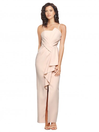 Wholesale Nude Sheath Strapless Long Stretch Crepe Prom Dress Canada