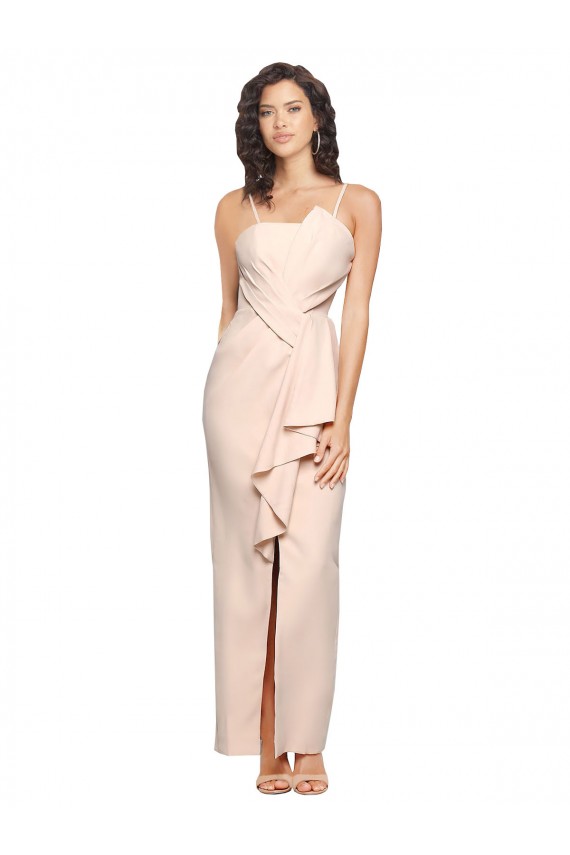 Wholesale Nude Sheath Strapless Long Stretch Crepe Prom Dress Canada