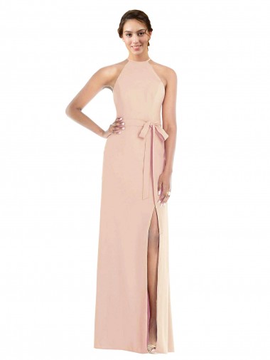 Wholesale Open Back Nude Trumpet Halter Neck Long Prom Dress Canada
