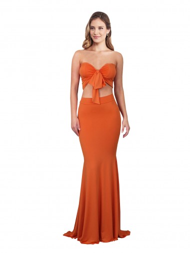Wholesale Orange Mermaid Strapless Long Prom Dress Canada