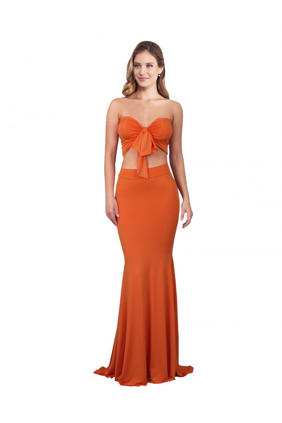 Wholesale Orange Mermaid Strapless Long Prom Dress Canada