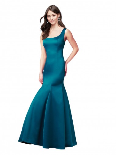 Wholesale Peacock Blue Mermaid Bateau Neck Long Prom Dress Canada