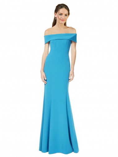 Wholesale Peacock Blue Sheath Off the Shoulder Long Prom Dress Canada