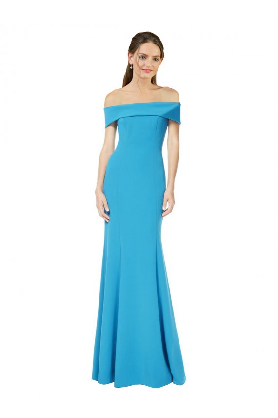 Wholesale Peacock Blue Sheath Off the Shoulder Long Prom Dress Canada