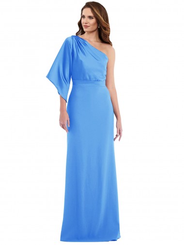 Wholesale Peacock Blue Trumpet One Shoulder Long Prom Dress Canada