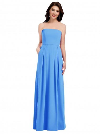 Wholesale Low Back Peacock Blue Trumpet Strapless Long Prom Dress Canada