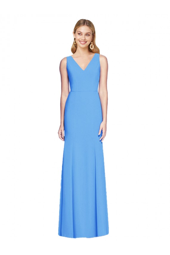 Wholesale Keyhole Back Peacock Blue Trumpet V-Neck Long Prom Dress Canada
