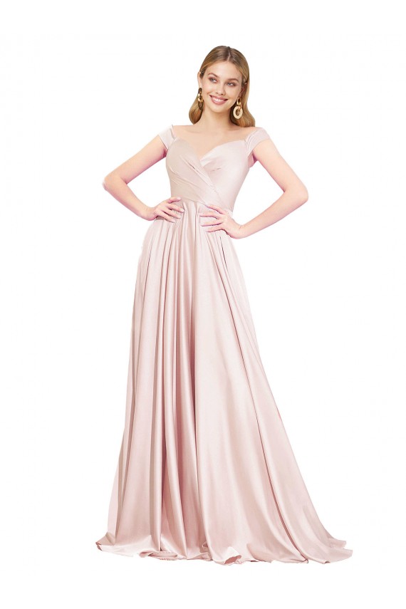 Wholesale Pink A-Line High Neck Long Prom Dress Canada