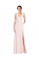 Wholesale Low Back Pink A-Line V-Neck Long Black Tie Prom Dress / Prom Dress Canada