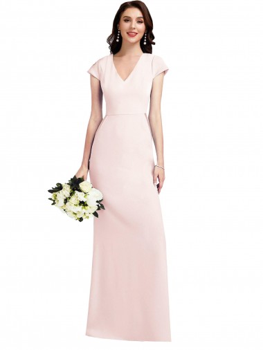 Wholesale Pink A-Line V-Neck Long Prom Dress Canada