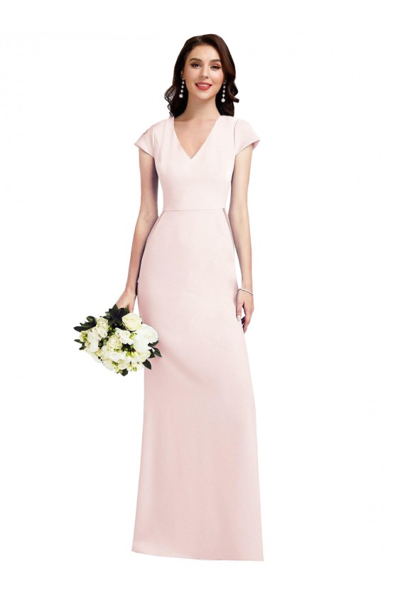 Wholesale Pink A-Line V-Neck Long Prom Dress Canada