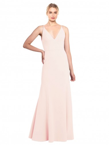 Wholesale V-Back Pink A-Line High Neck Long Prom Dress Canada