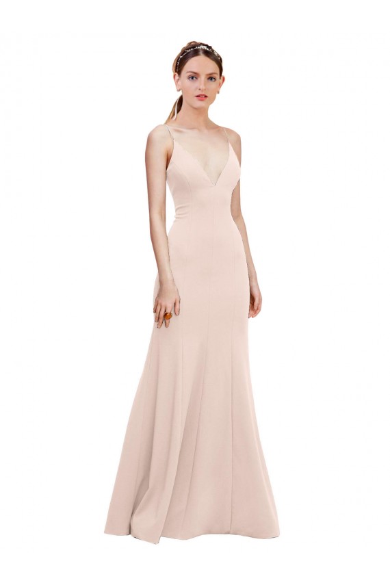 Wholesale V-Back Pink A-Line V-Neck Long Prom Dress Canada