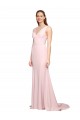Wholesale V-Back Pink A-Line V-Neck Sweep Train Black Tie Prom Dress / Prom Dress Canada