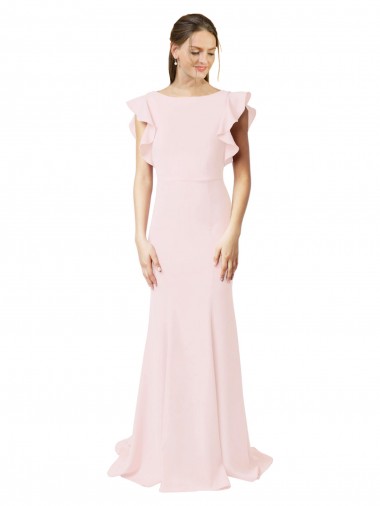 Wholesale V-Back Pink Mermaid Sheath Jewel Neck Sweep Train Black Tie Prom Dress Canada