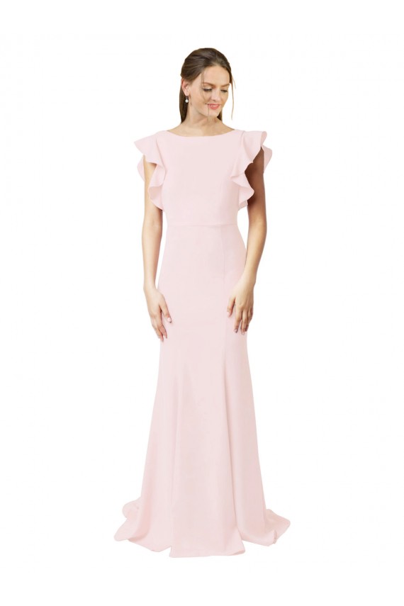 Wholesale V-Back Pink Mermaid Sheath Jewel Neck Sweep Train Black Tie Prom Dress Canada