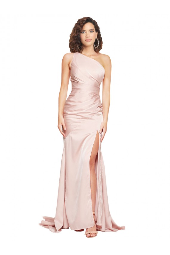 Wholesale Pink Sheath One Shoulder Long Black Tie Prom Dress / Prom Dress Canada