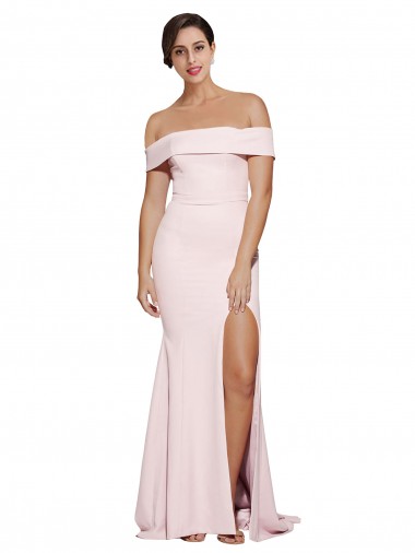 Wholesale Low Back Pink Sheath Square Neck Sweep Train Prom Dress Canada