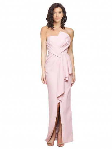 Wholesale Low Back Pink Sheath Strapless Long Prom Dress Canada