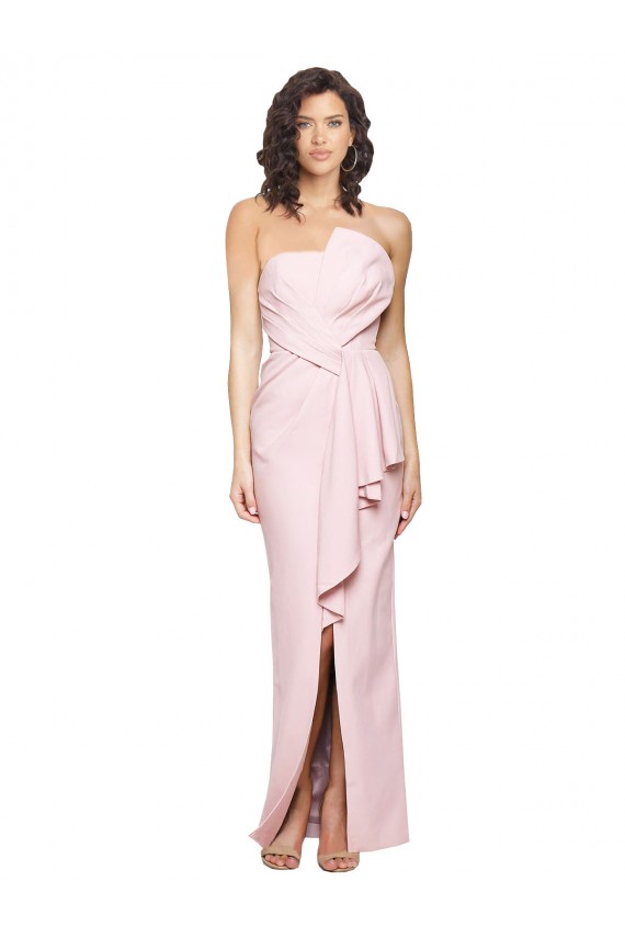 Wholesale Low Back Pink Sheath Strapless Long Prom Dress Canada