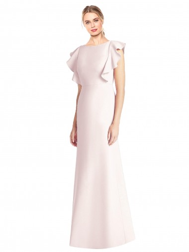Wholesale Open Back Pink Trumpet Bateau Neck Long Prom Dress Canada
