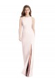 Wholesale Pink Trumpet Bateau Neck Long Stretch Crepe Prom Dress Canada
