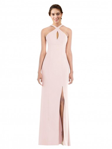 Wholesale Low Back Pink Trumpet Halter Neck Long Prom Dress Canada