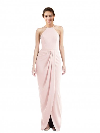 Wholesale Pink Trumpet Halter Neck Long Prom Dress Canada