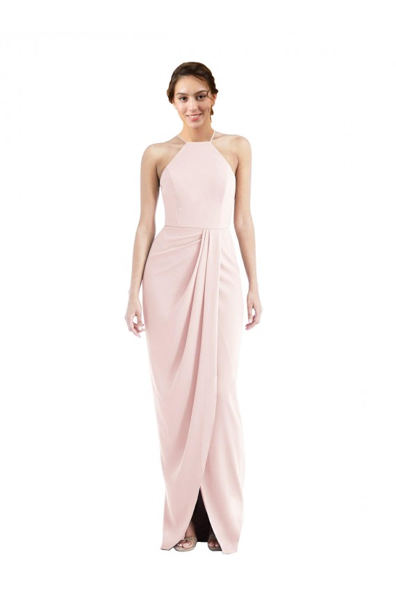 Wholesale Pink Trumpet Halter Neck Long Prom Dress Canada