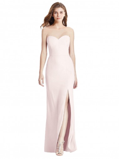 Wholesale Low Back Pink Trumpet Strapless Long Prom Dress Canada