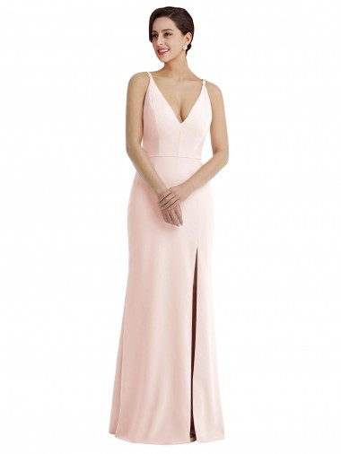 Wholesale V-Back Pink Trumpet V-Neck Long Prom Dress Canada
