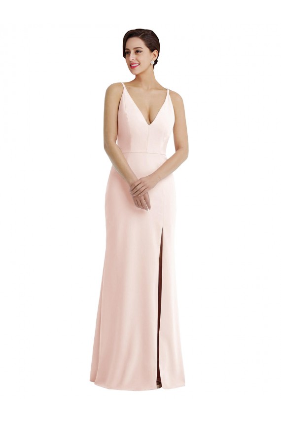 Wholesale V-Back Pink Trumpet V-Neck Long Prom Dress Canada