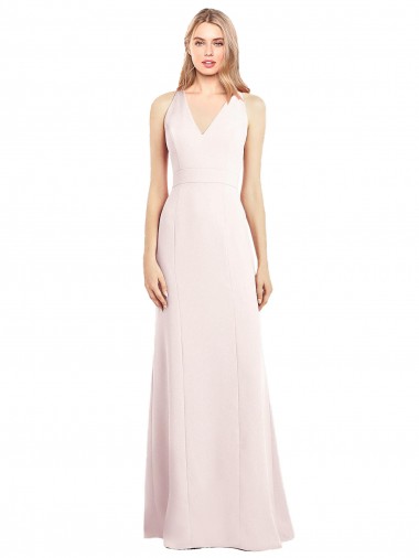 Wholesale Keyhole Back Pink Trumpet V-Neck Long Prom Dress Canada