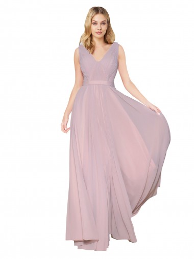 Wholesale V-Back Primrose A-Line High Neck Long Prom Dress Canada