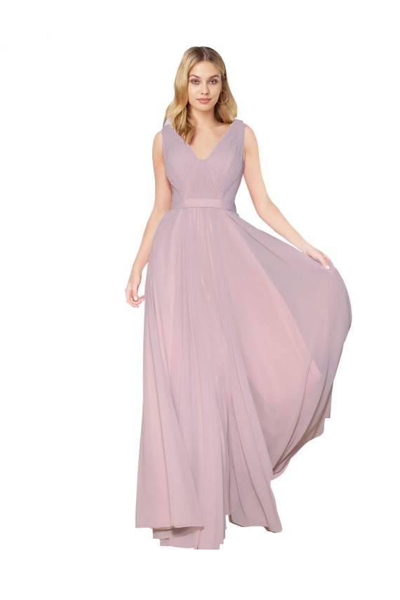 Wholesale V-Back Primrose A-Line High Neck Long Prom Dress Canada