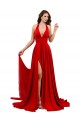 Wholesale Open Back Red A-Line Halter Neck Long Prom Dress Canada