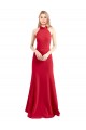 Wholesale Open Back Red A-Line High Neck Long Prom Dress Canada