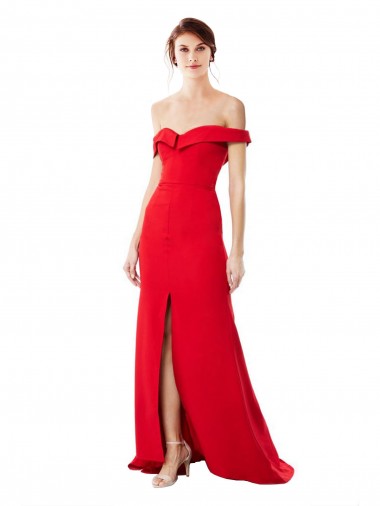 Wholesale Red A-Line High Neck Long Prom Dress Canada