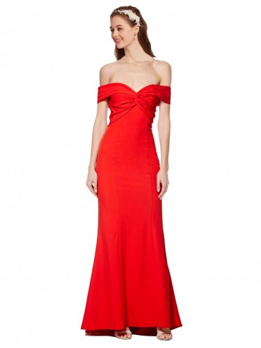 Wholesale Red Mermaid Off the Shoulder Long Stretch Crepe Evening Prom Dress Canada
