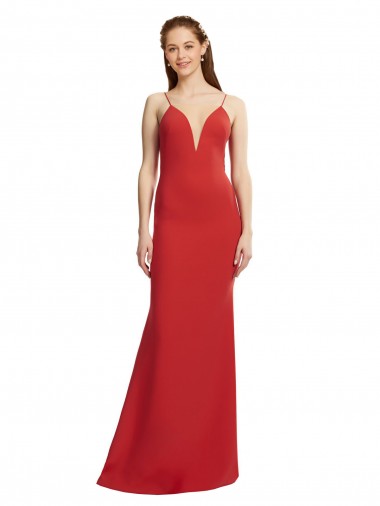 Wholesale Open Back Red Mermaid V-Neck Long Prom Dress Canada