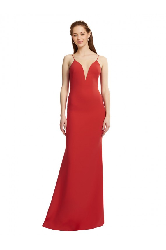 Wholesale Open Back Red Mermaid V-Neck Long Prom Dress Canada