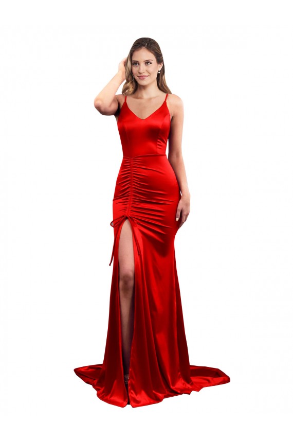 Wholesale Low Back Red Mermaid Sweetheart Long Prom Dress Canada