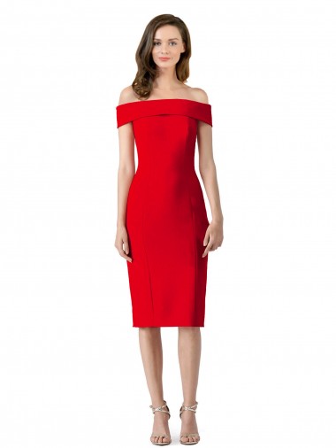Wholesale Red Sheath Off the Shoulder Cocktail Length Prom Dress Canada