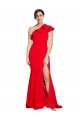 Wholesale Red Sheath One Shoulder Sweep Train Prom Dress Canada
