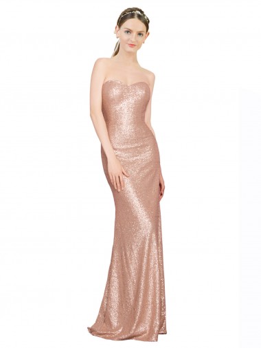 Wholesale Low Back Rose Gold A-Line Sweetheart Long Prom Dress Canada