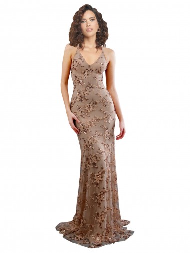 Wholesale Open Back Rose Gold Mermaid High Neck Long Prom Dress Canada