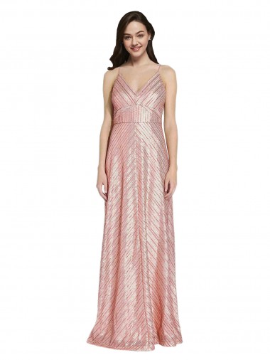 Wholesale Low Back Rose Gold Sheath V-Neck Long Prom Dress Canada