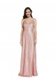 Wholesale Low Back Rose Gold Sheath V-Neck Long Prom Dress Canada