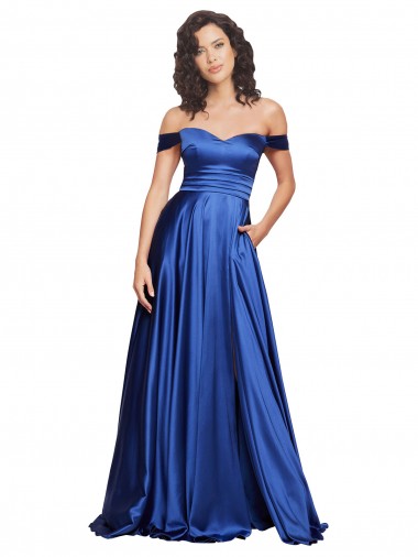Wholesale Royal Blue A-Line Sweetheart Sweep Train Prom Dress Canada