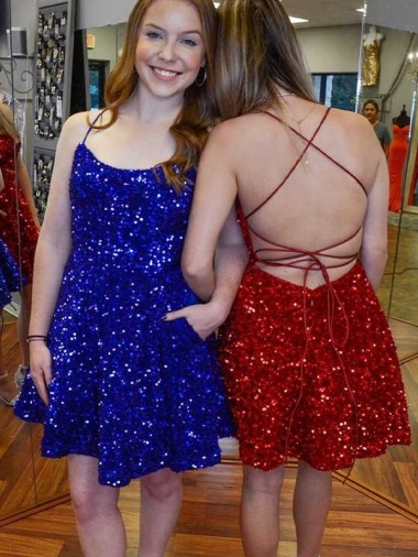 Wholesale Royal Blue A-Line Spaghetti Straps Short Prom Dress Canada